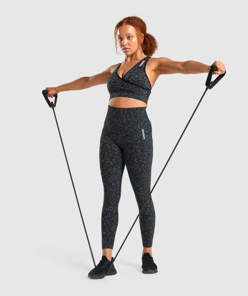 Staniki Sportowe Gymshark Adapt Animal Seamless Damskie Czarne | PL 376BDF